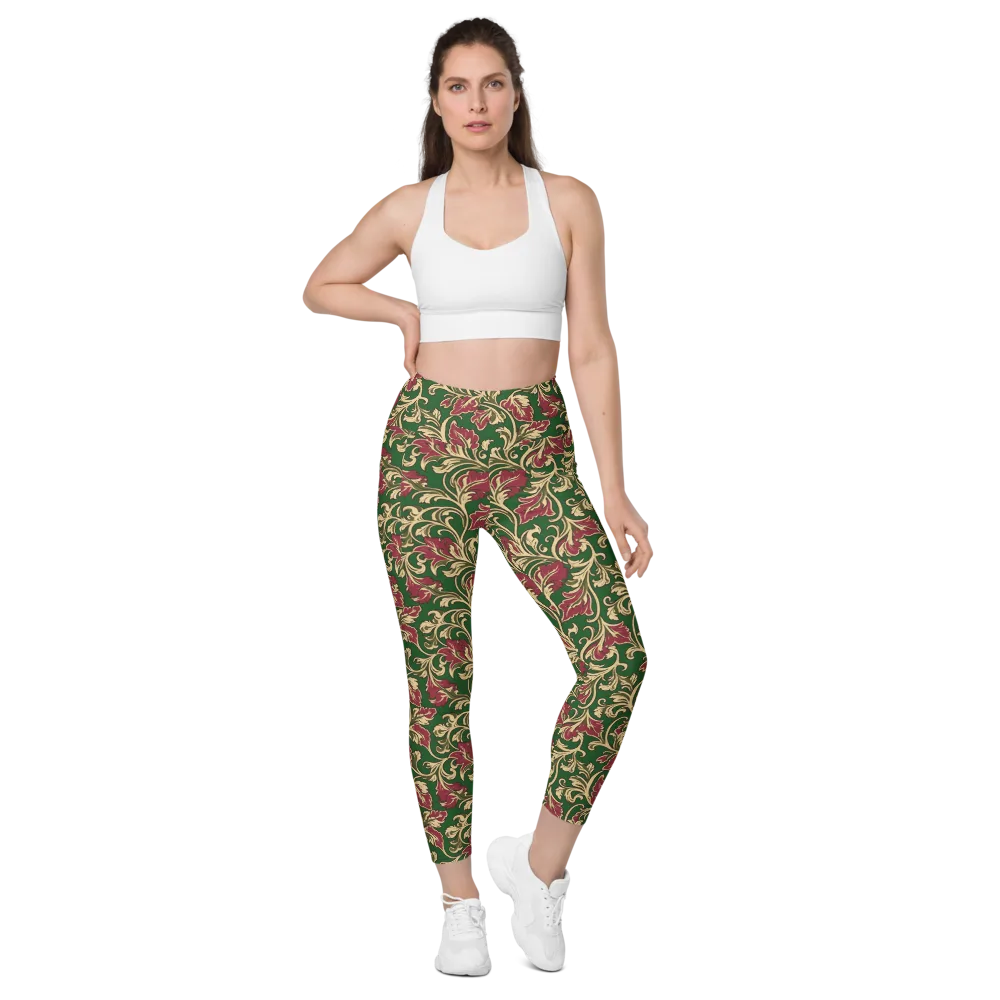 Emerald Rococo on Leggings with Pockets — Front
