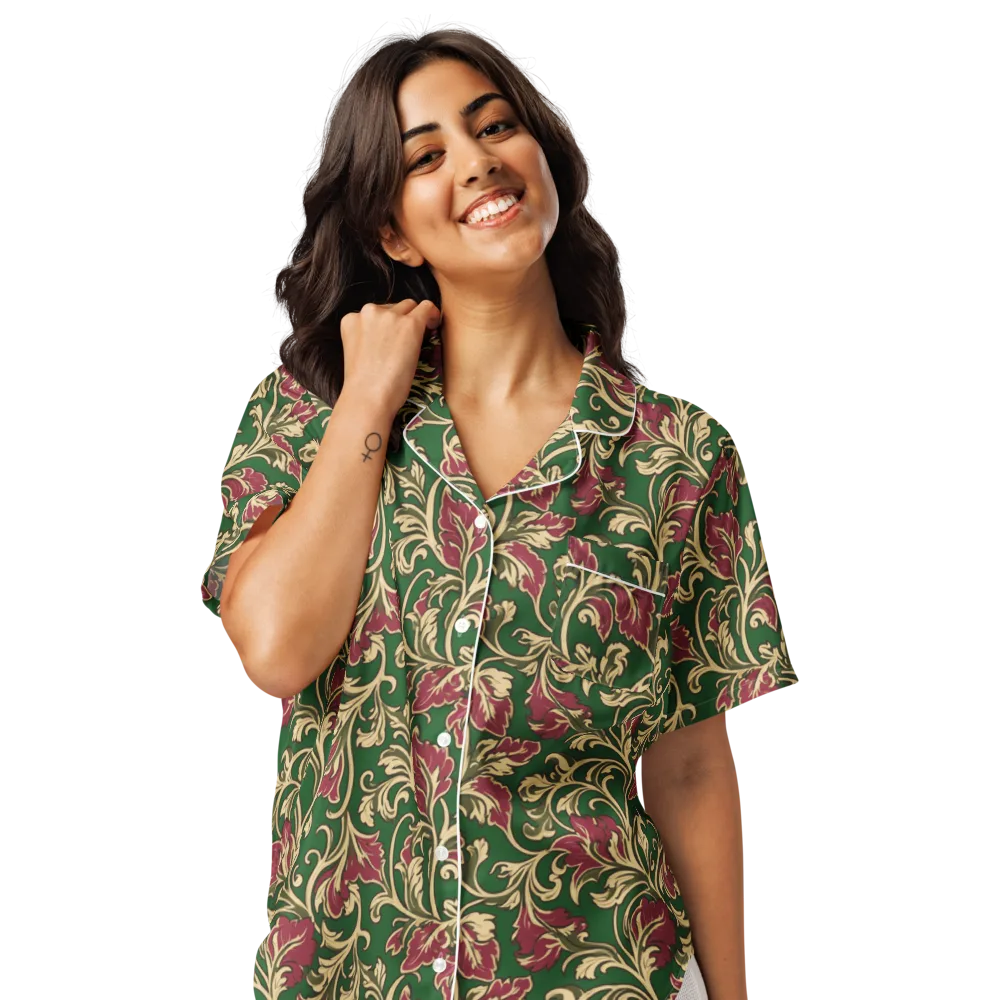 Emerald Rococo on Women's Short Sleeve Pajama Top — Front