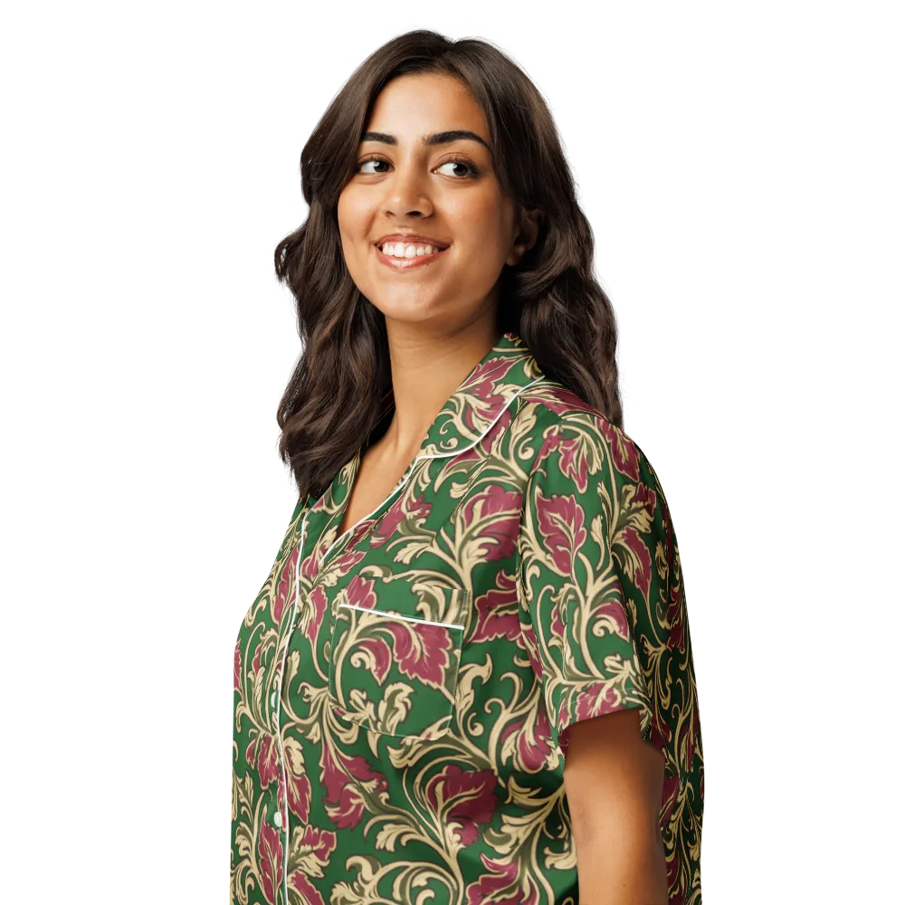 Emerald Rococo on Women's Short Sleeve Pajama Top — Left Front