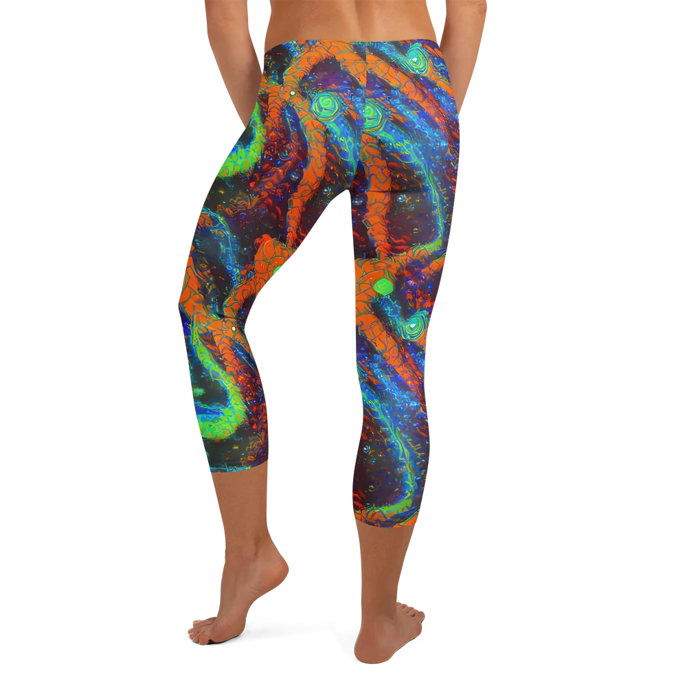 Flame Galaxy on Capri Leggings — Back