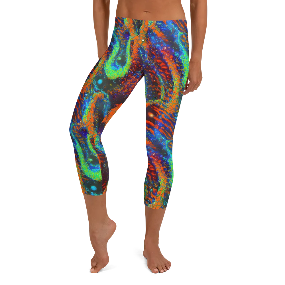 Flame Galaxy on Capri Leggings — Front