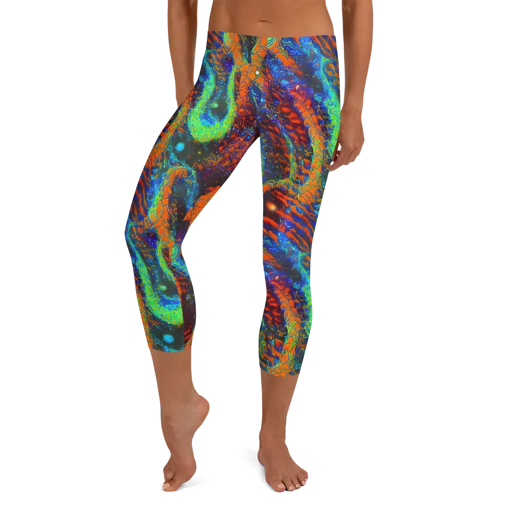 Flame Galaxy on Capri Leggings — Front