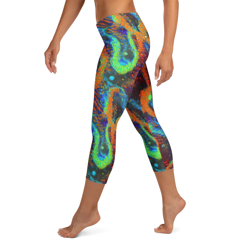 Flame Galaxy on Capri Leggings — Left