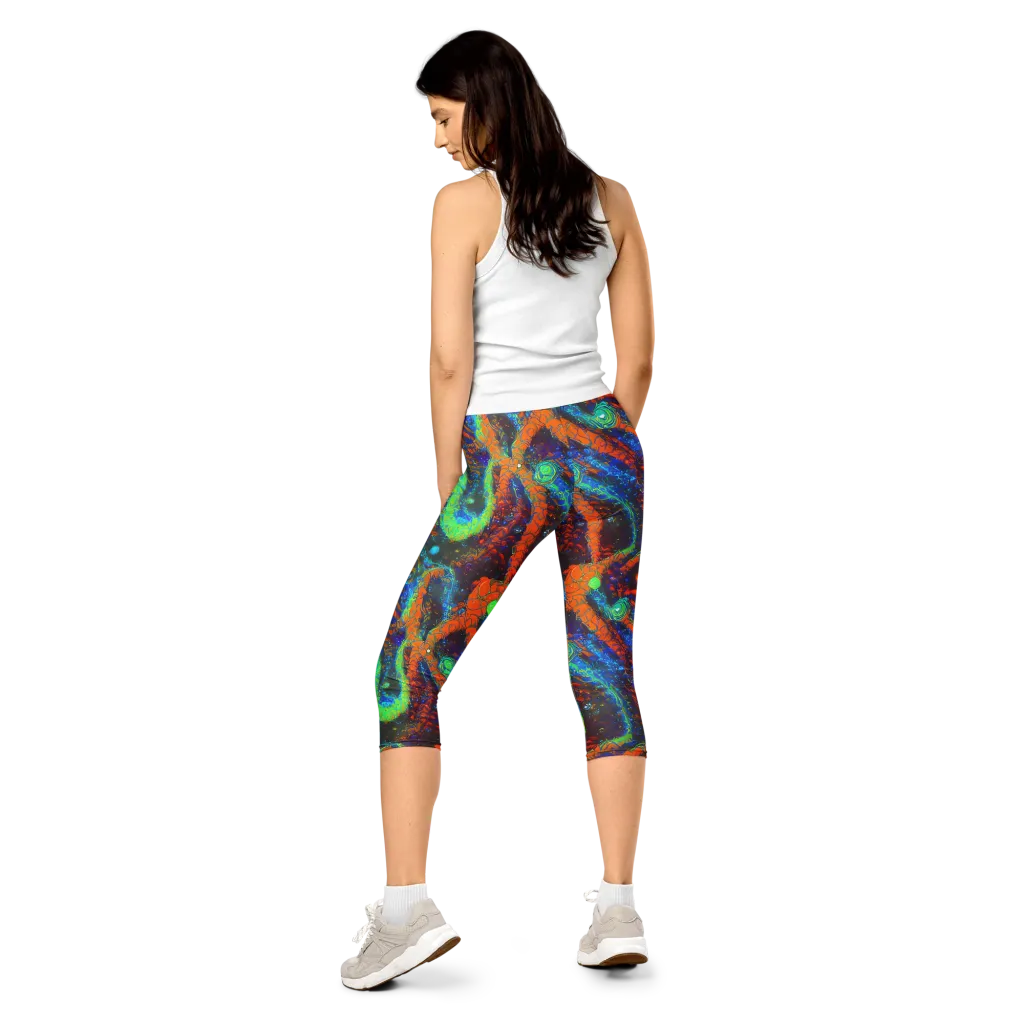 Flame Galaxy on Capri Leggings — Back