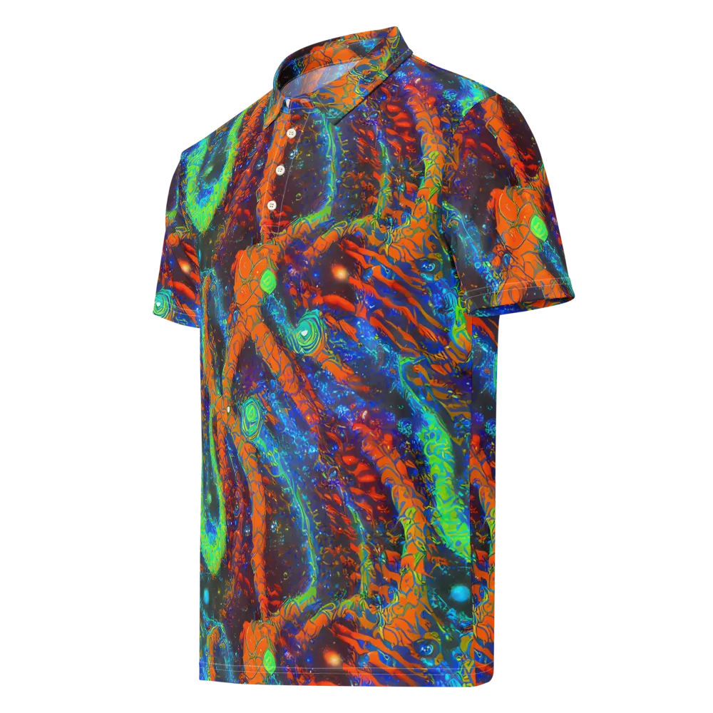 Flame Galaxy on Men's Slim Fit Polo Shirt — Left Front