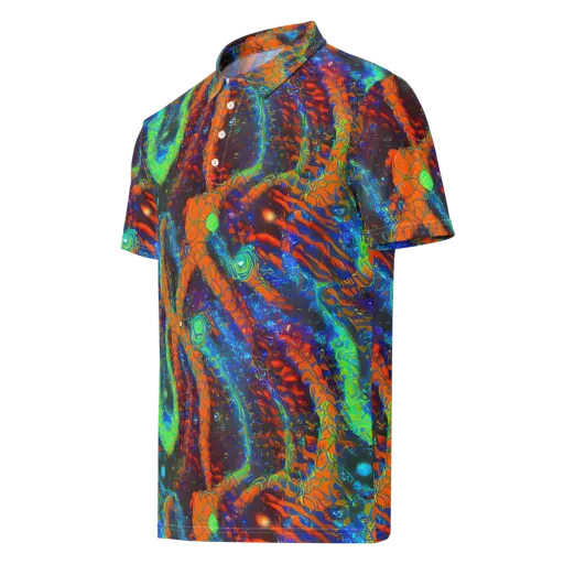Flame Galaxy on a Men's Slim Fit Polo Shirt