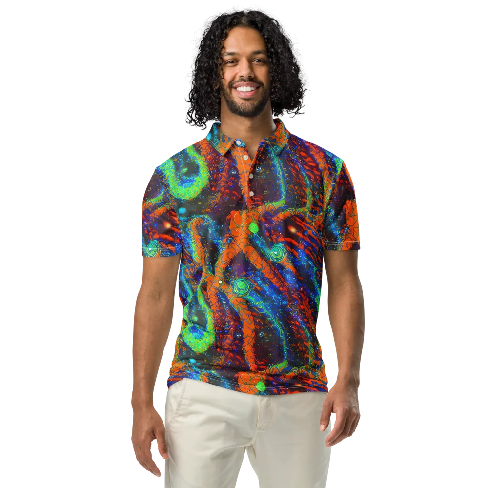 Flame Galaxy on Men's Slim Fit Polo Shirt — Front
