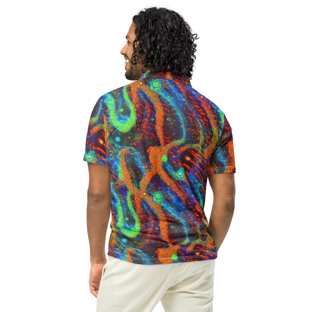 Flame Galaxy on Men's Slim Fit Polo Shirt — Back