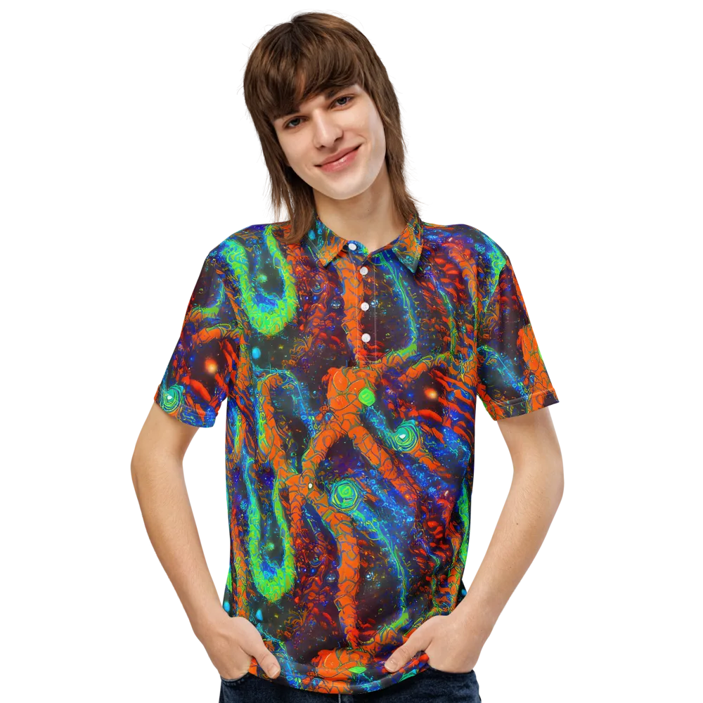 Flame Galaxy on Men's Slim Fit Polo Shirt — Front