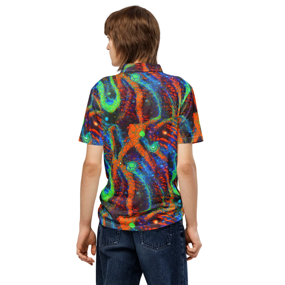 Flame Galaxy on Men's Slim Fit Polo Shirt — Back