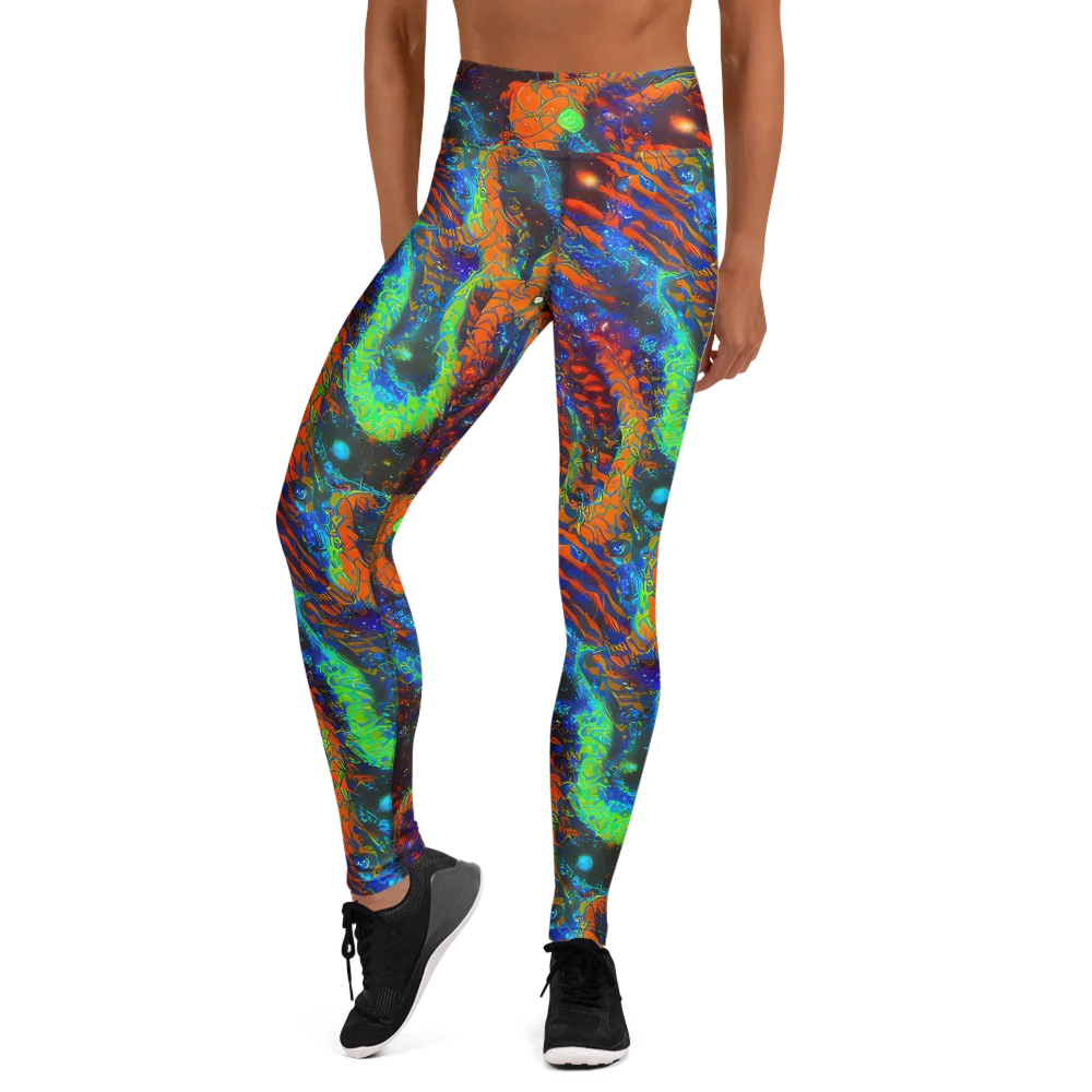 Flame Galaxy on Yoga Leggings — Front