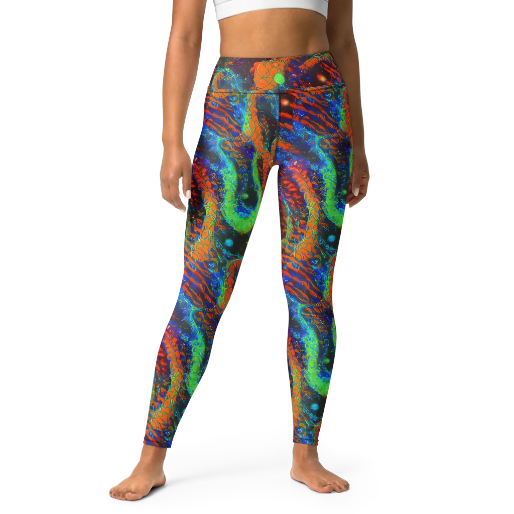 Flame Galaxy on Yoga Leggings — Front