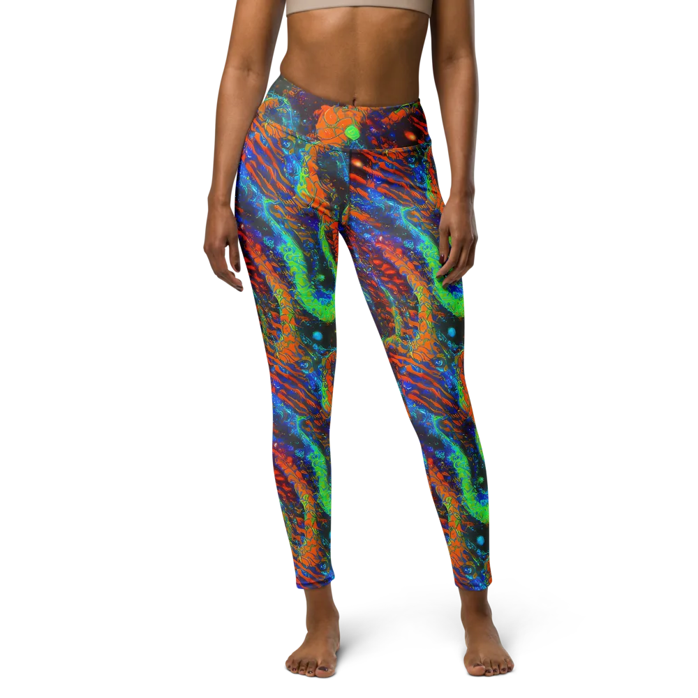 Flame Galaxy on Yoga Leggings — Front