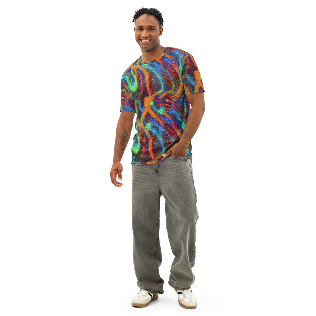 Flame Galaxy on Men's Cotton Crew Neck T-Shirt — Front