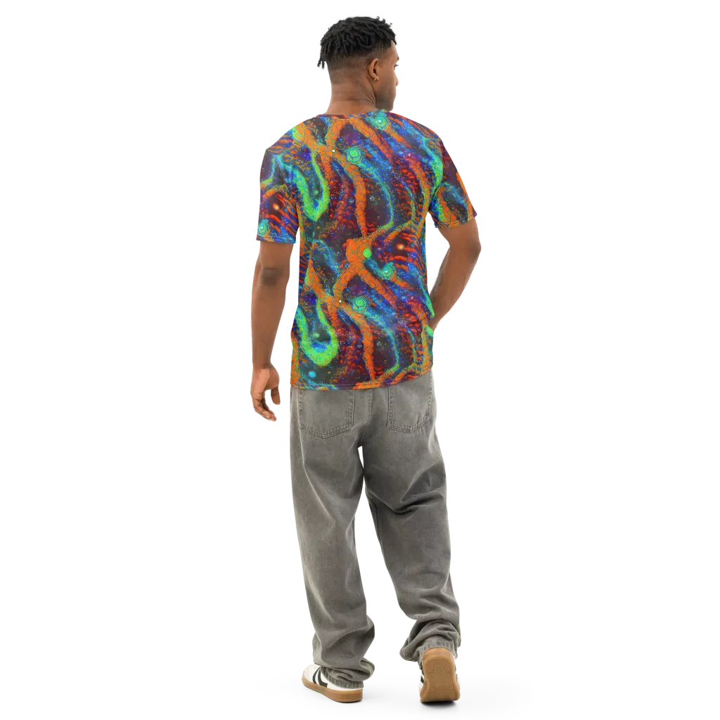Flame Galaxy on Men's Cotton Crew Neck T-Shirt — Back