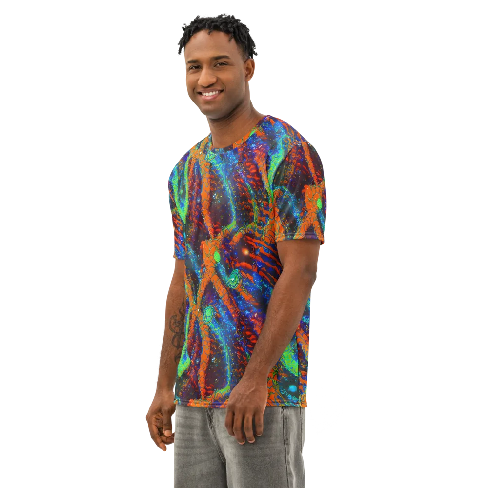 Flame Galaxy on Men's Cotton Crew Neck T-Shirt — Left Front
