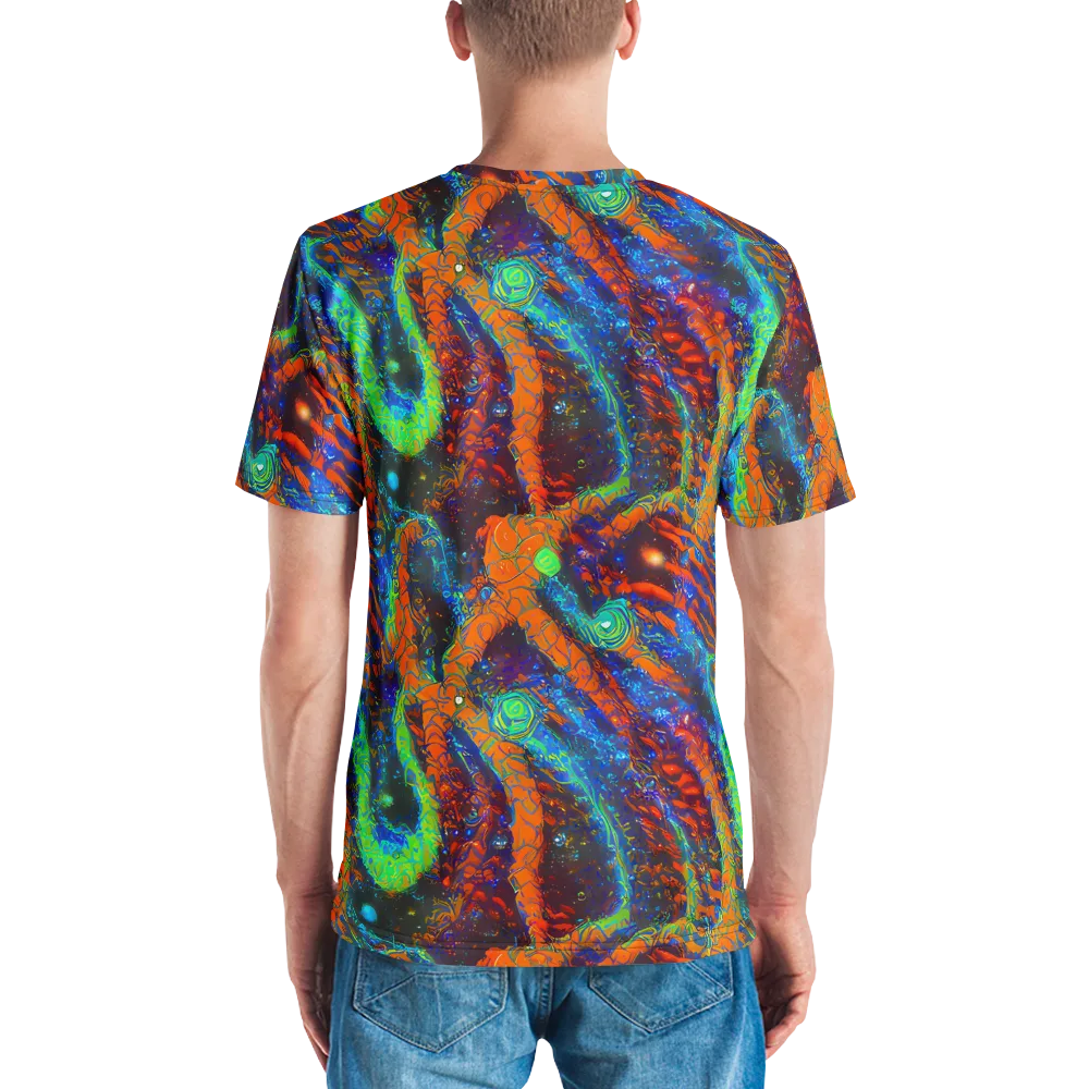 Flame Galaxy on Men's Crew Neck T-Shirt — Back