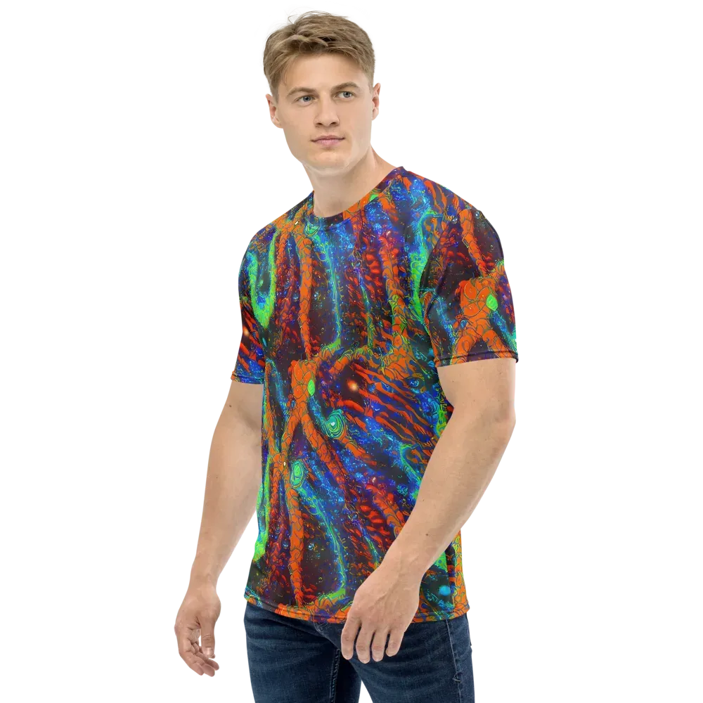 Flame Galaxy on Men's Crew Neck T-Shirt — Left