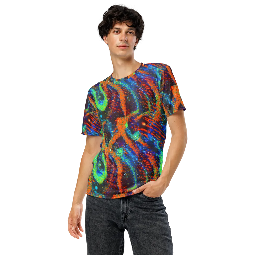 Flame Galaxy on Men's Crew Neck T-Shirt — Front