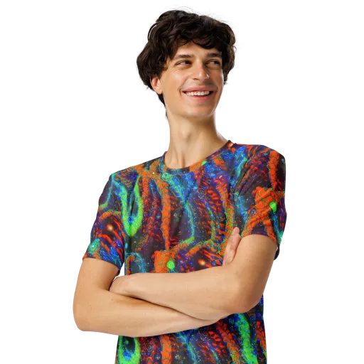 Flame Galaxy on a Men's Crew Neck T-Shirt