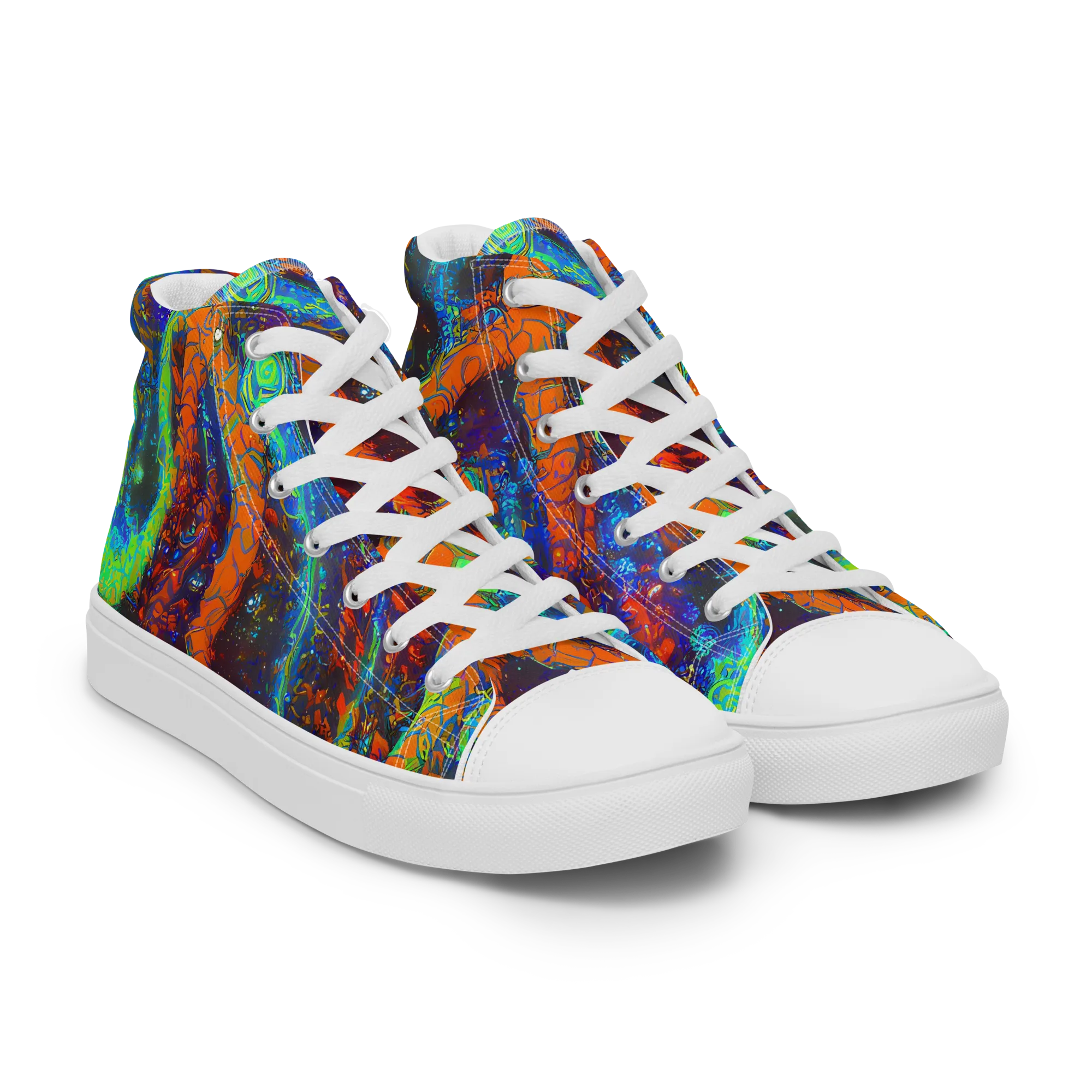 Flame Galaxy on Men's High Top Canvas Shoes — Right Front