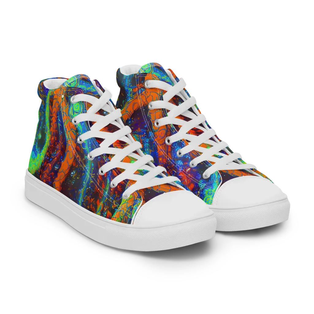 Flame Galaxy on Men's High Top Canvas Shoes — Right Front