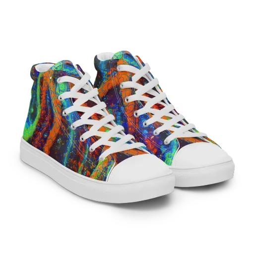 Flame Galaxy on a Men's High Top Canvas Shoes