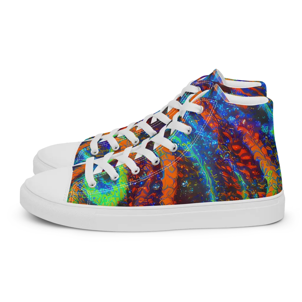 Flame Galaxy on Men's High Top Canvas Shoes — Left