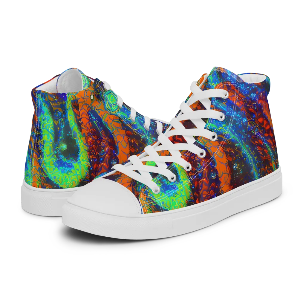 Flame Galaxy on Men's High Top Canvas Shoes — Left