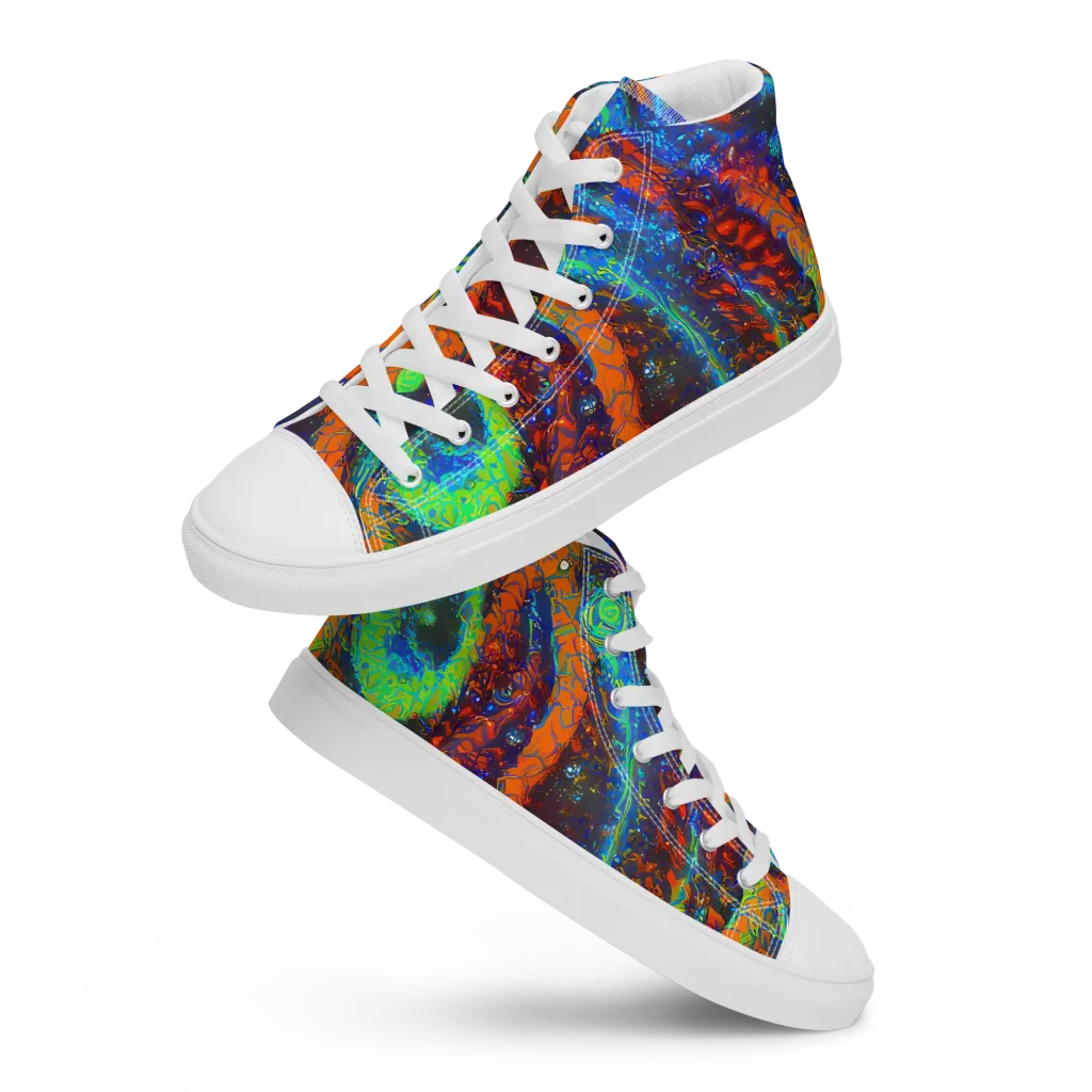 Flame Galaxy on Men's High Top Canvas Shoes — Front