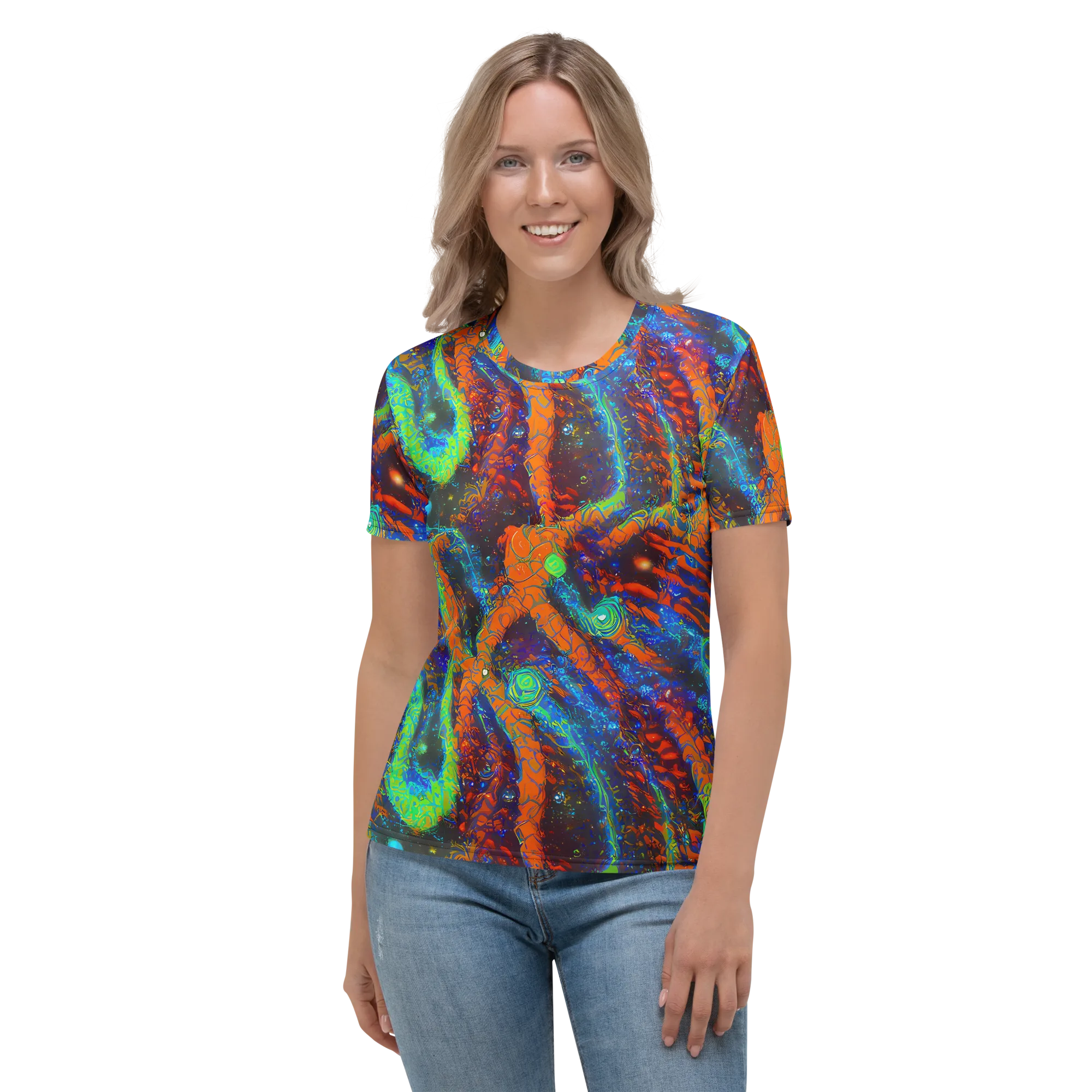 Flame Galaxy on Women's Crew Neck T-Shirt — Front