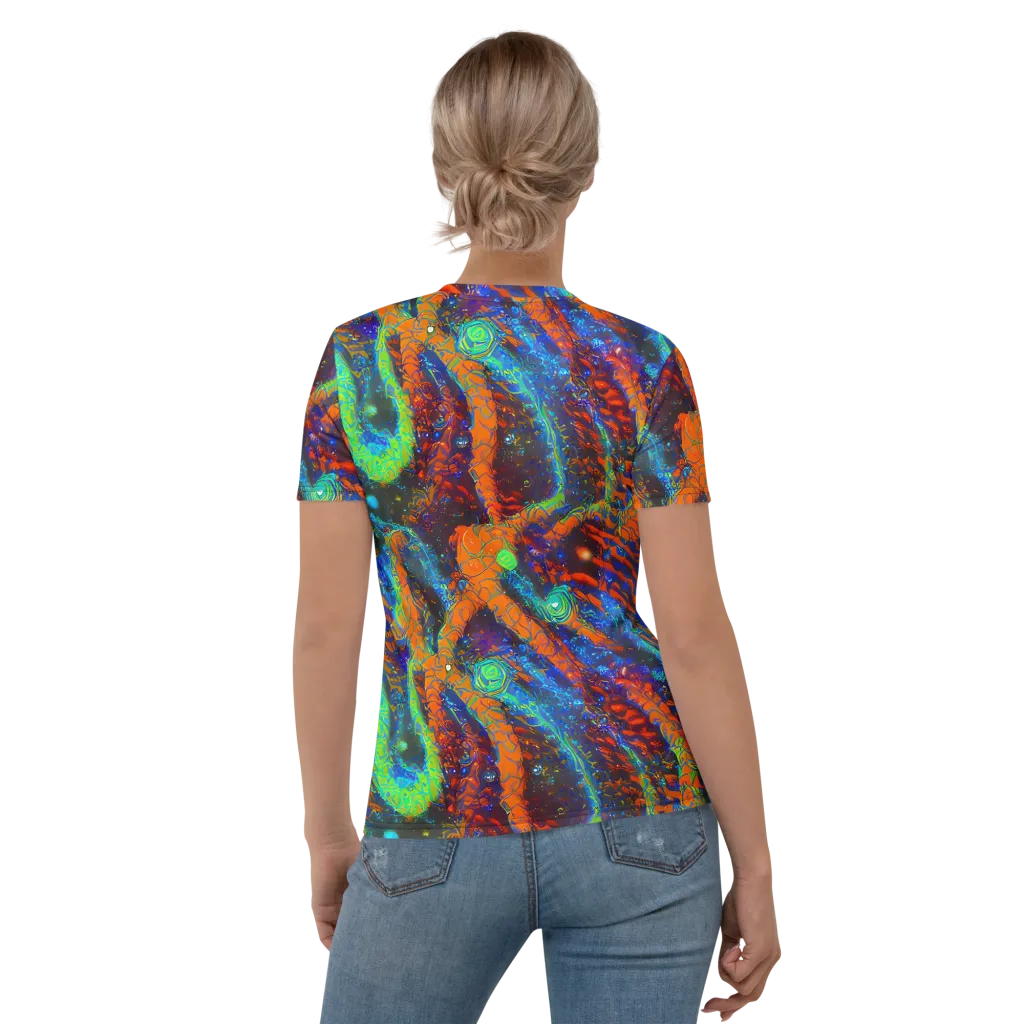 Flame Galaxy on Women's Crew Neck T-Shirt — Back