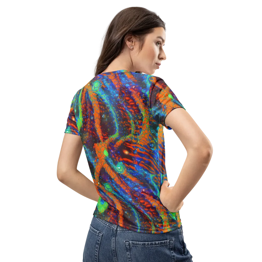 Flame Galaxy on Women's Crew Neck T-Shirt — Back