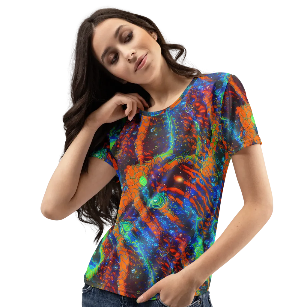 Flame Galaxy on Women's Crew Neck T-Shirt — Left Front