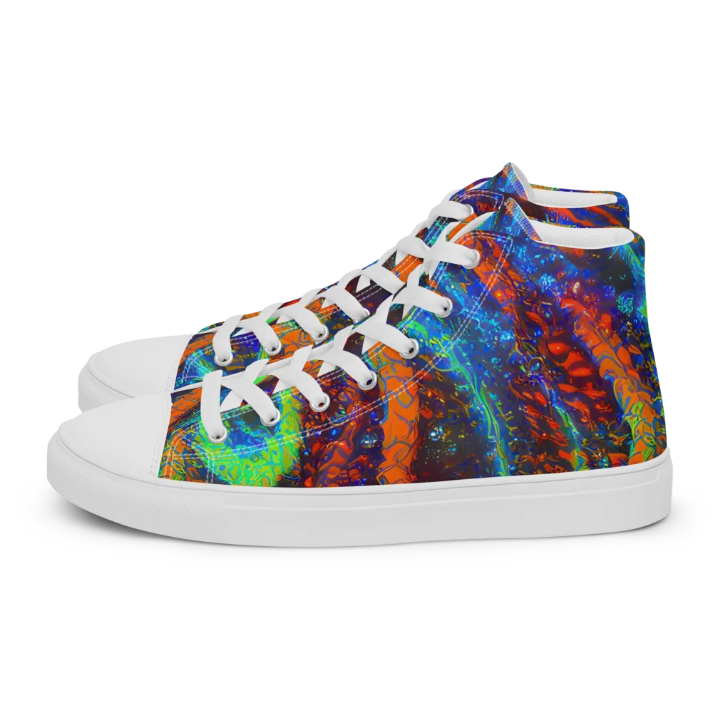 Flame Galaxy on Women's High Top Canvas Shoes — Left