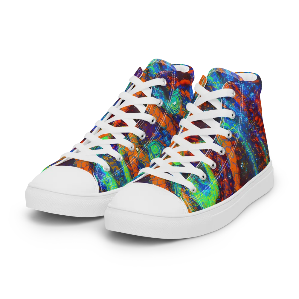 Flame Galaxy on Women's High Top Canvas Shoes — Left Front