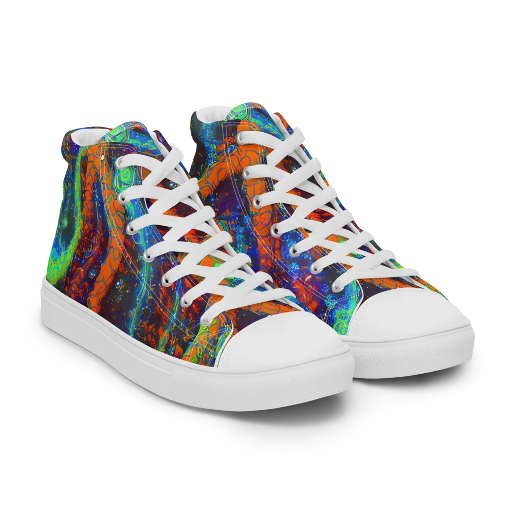 Flame Galaxy on Women's High Top Canvas Shoes — Right Front