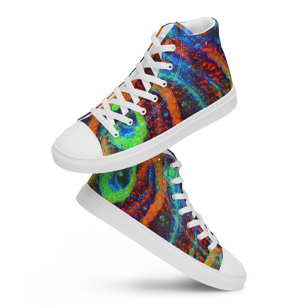 Flame Galaxy on Women's High Top Canvas Shoes — Front