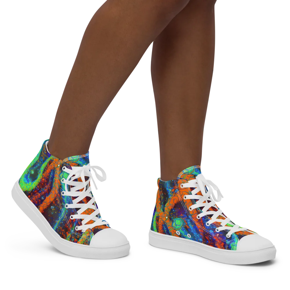 Flame Galaxy on Women's High Top Canvas Shoes — Right