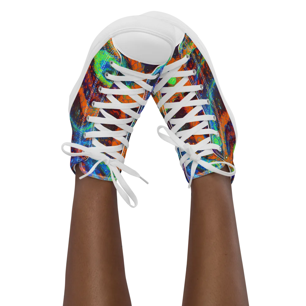 Flame Galaxy on Women's High Top Canvas Shoes — Front