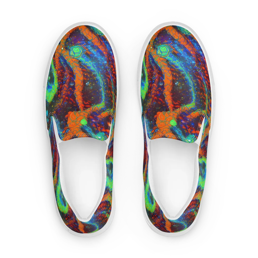 Flame Galaxy on Men's Slip-On Canvas Shoes — Front