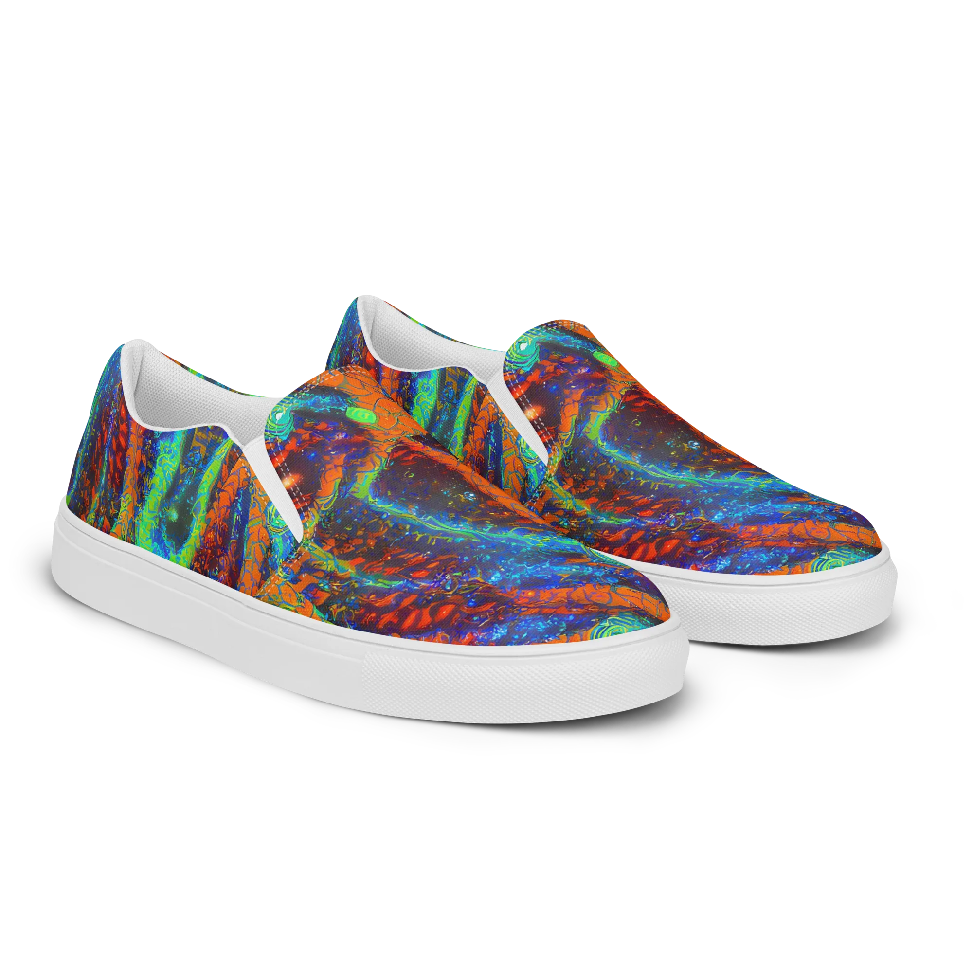 Flame Galaxy on Men's Slip-On Canvas Shoes — Right Front
