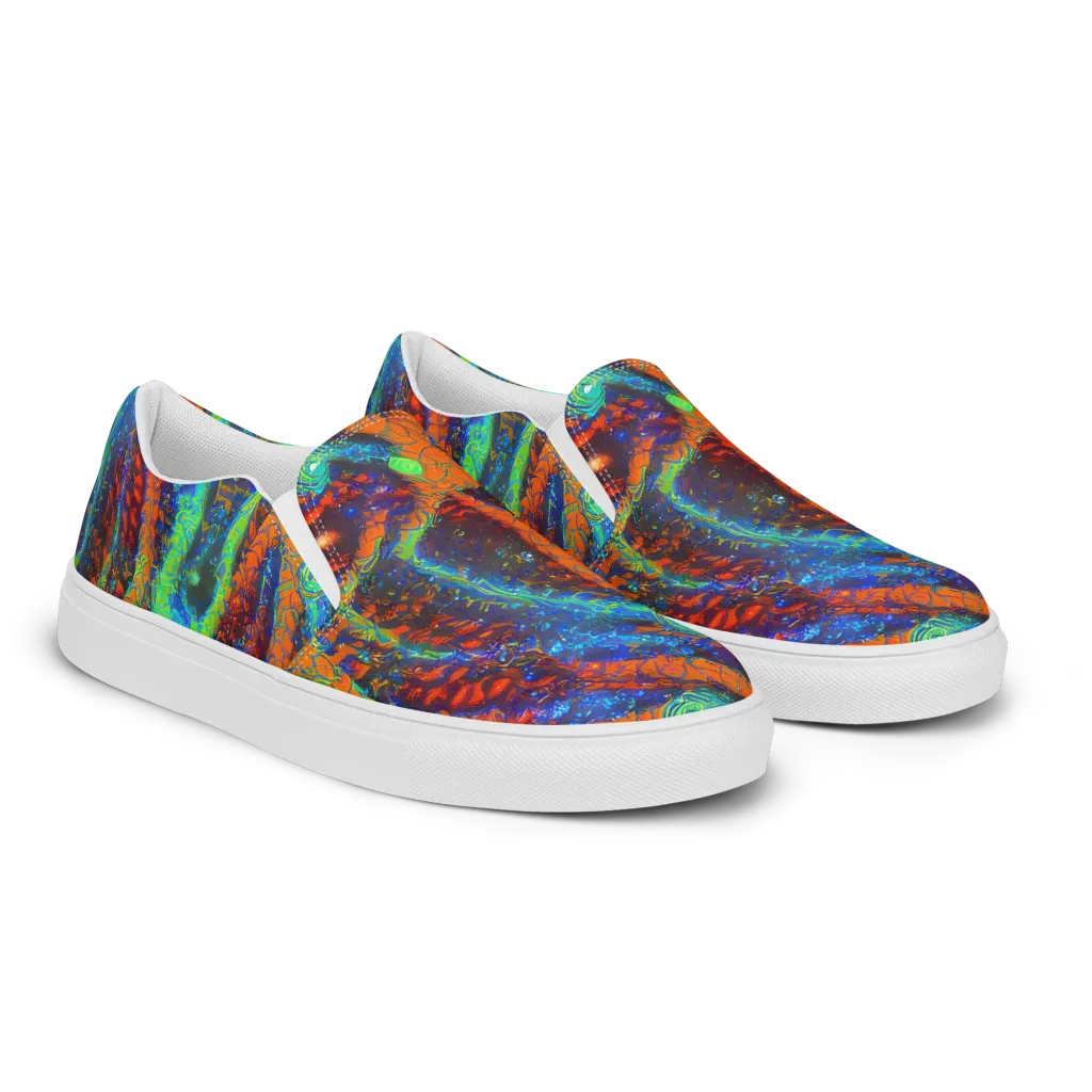 Flame Galaxy on Men's Slip-On Canvas Shoes — Right Front