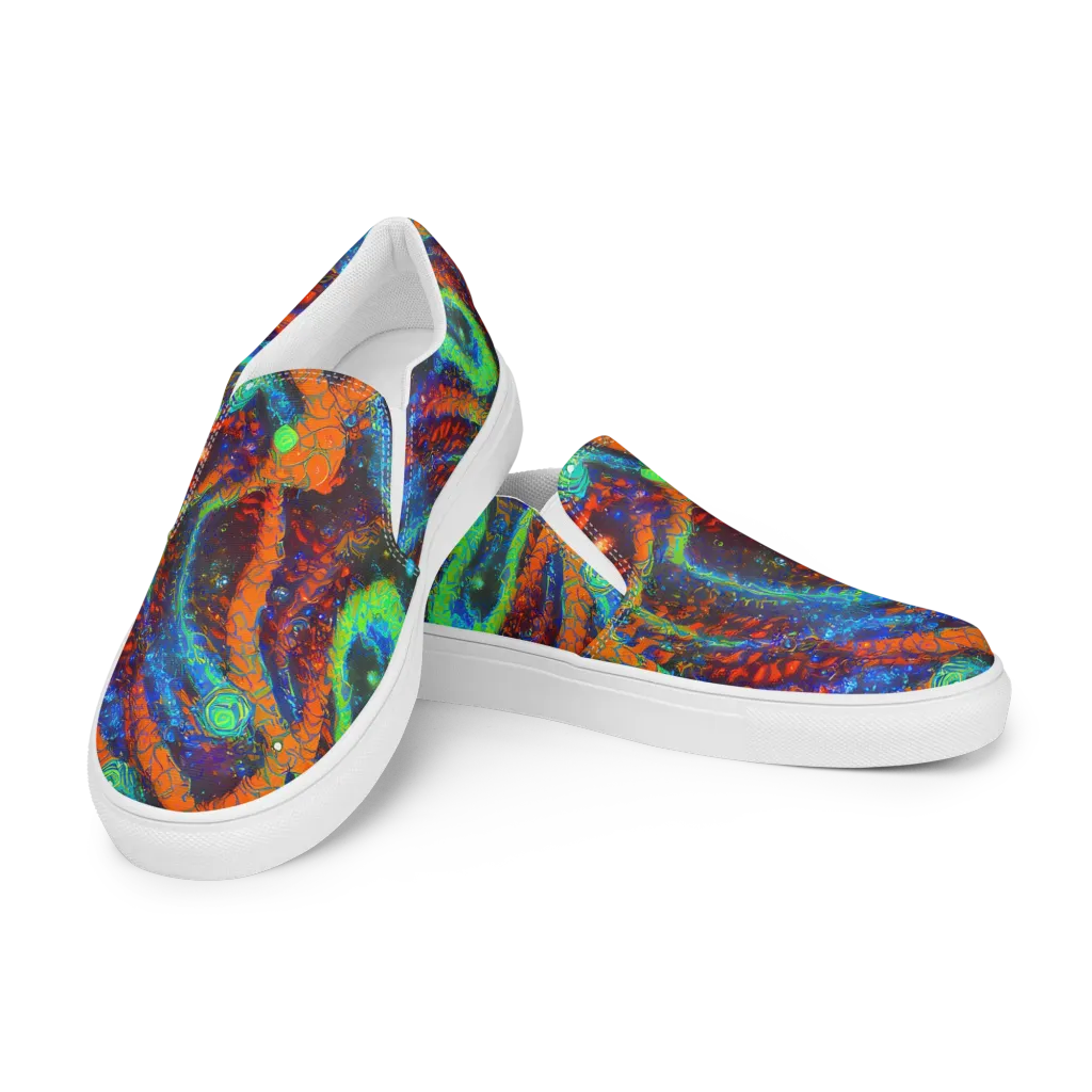 Flame Galaxy on Men's Slip-On Canvas Shoes — Left Front
