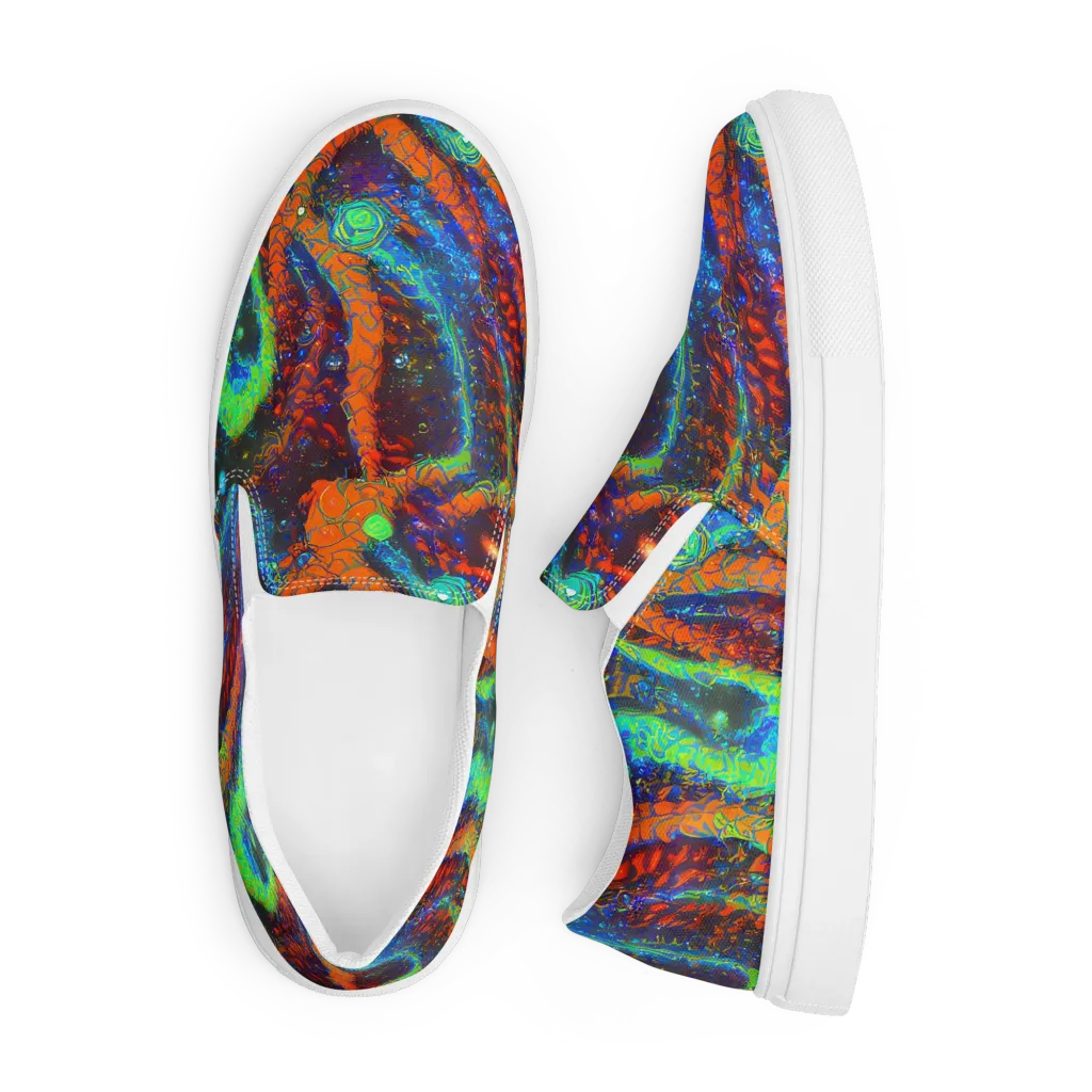 Flame Galaxy on Men's Slip-On Canvas Shoes — Front
