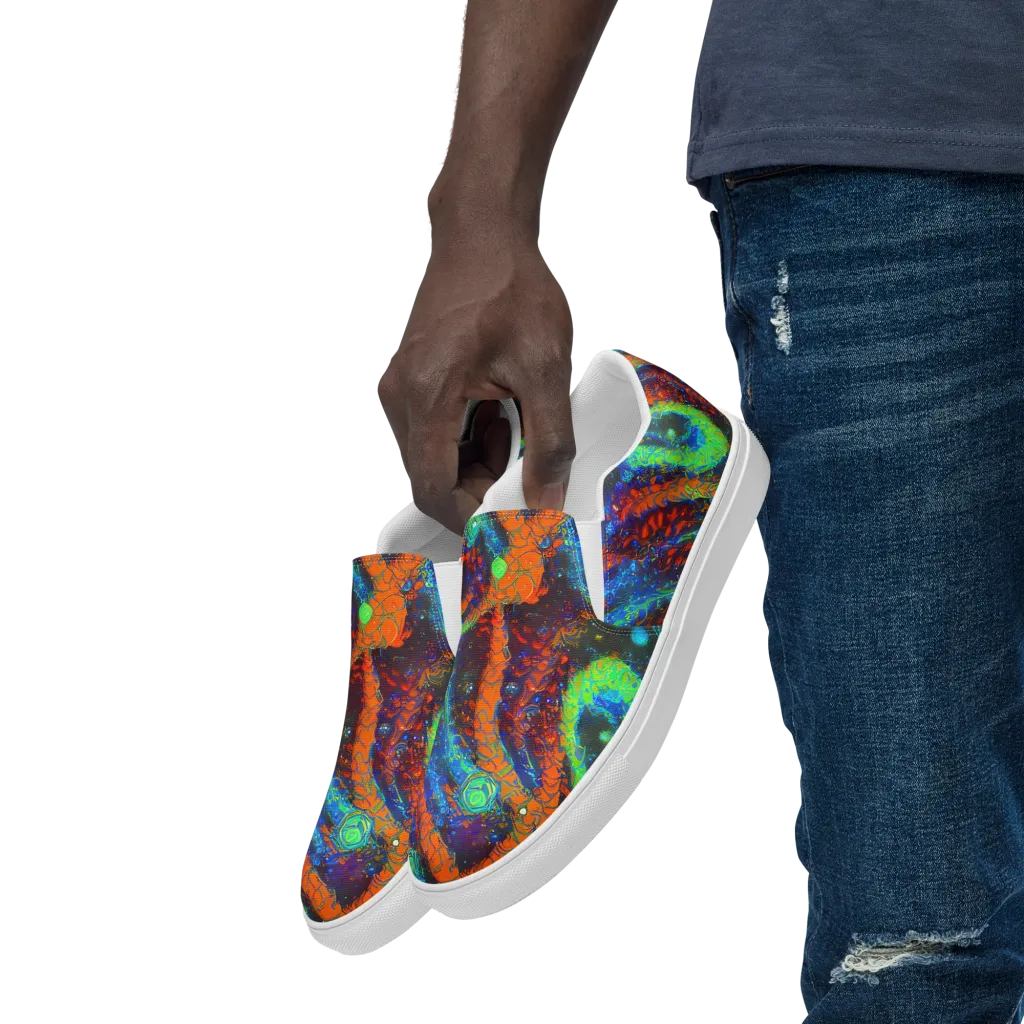 Flame Galaxy on Men's Slip-On Canvas Shoes — Left Front