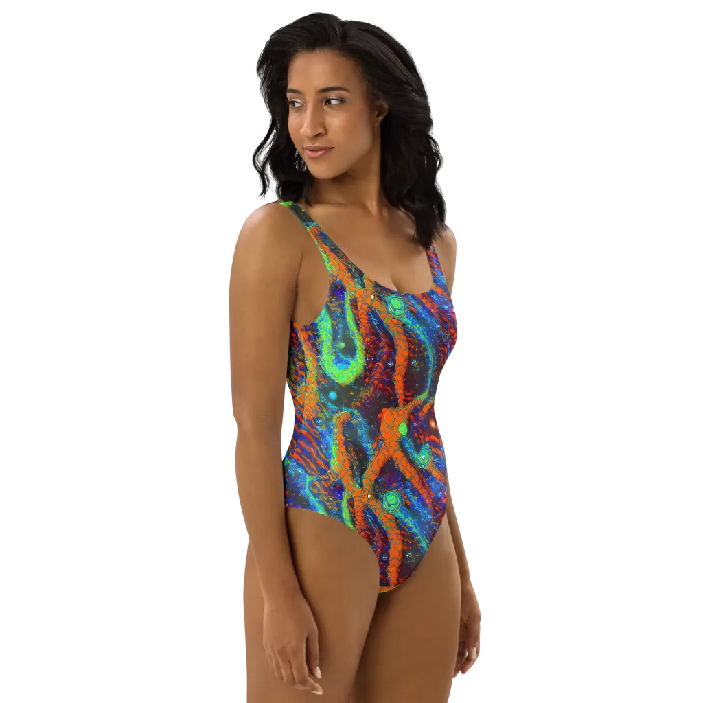 Flame Galaxy on One-Piece Swimsuit — Right