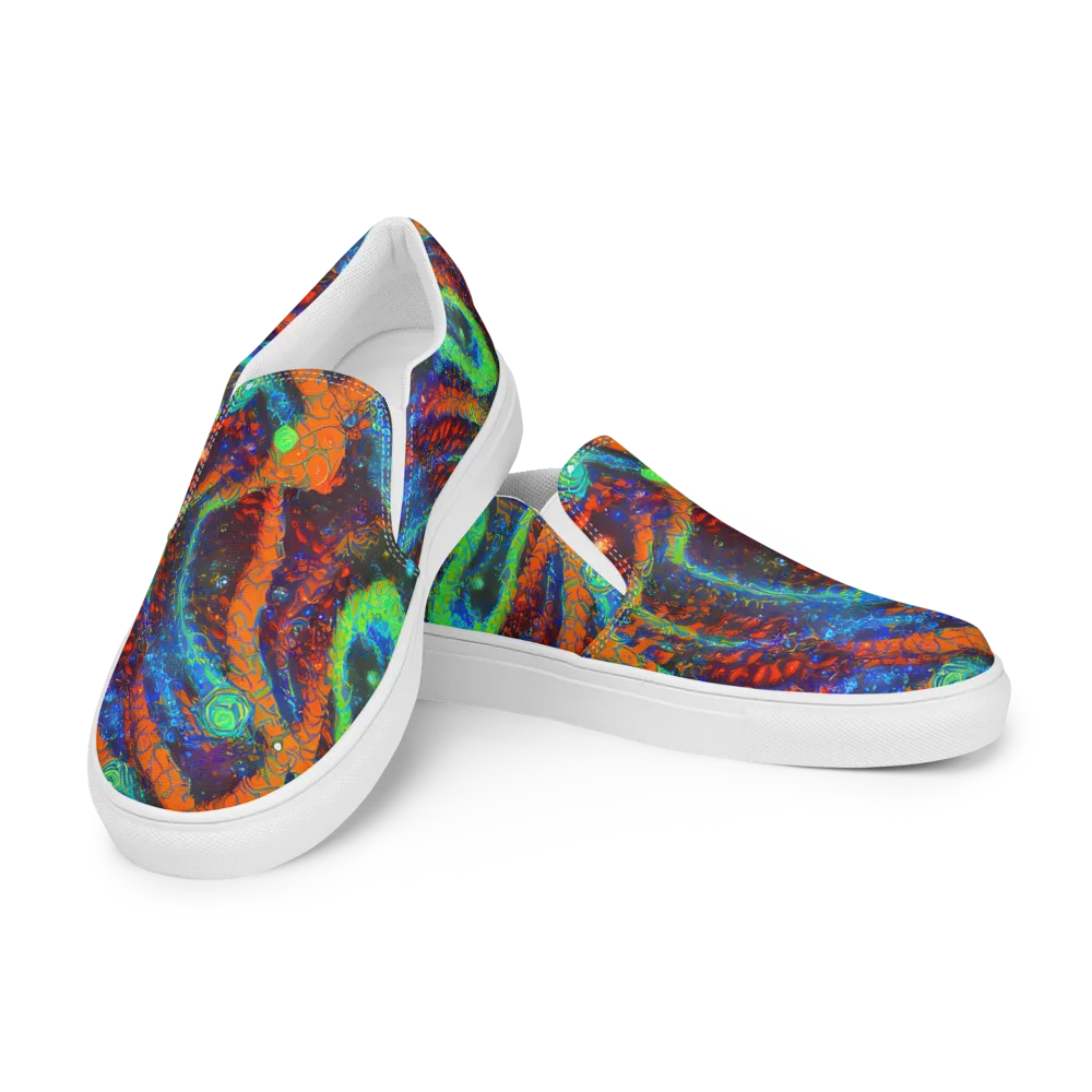 Flame Galaxy on Women's Slip-On Canvas Shoes — Left Front