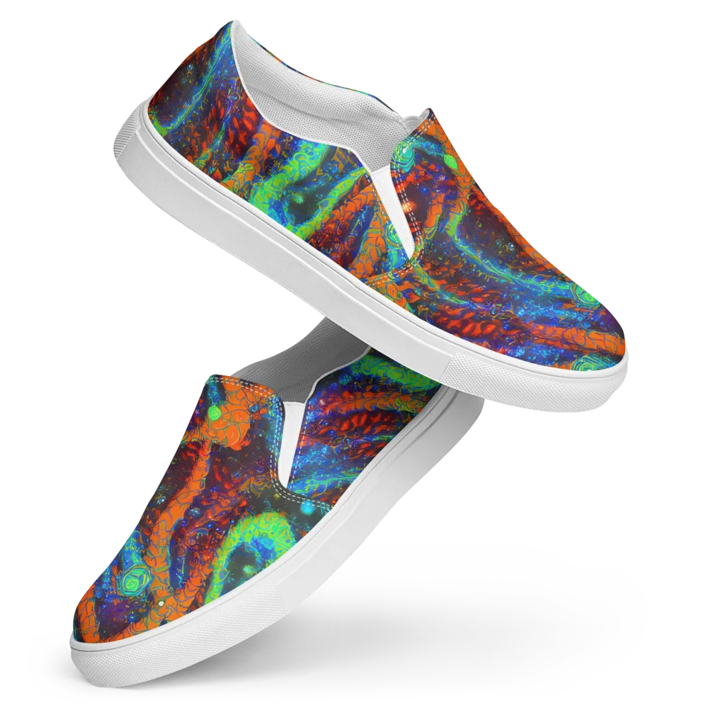 Flame Galaxy on Women's Slip-On Canvas Shoes — Front