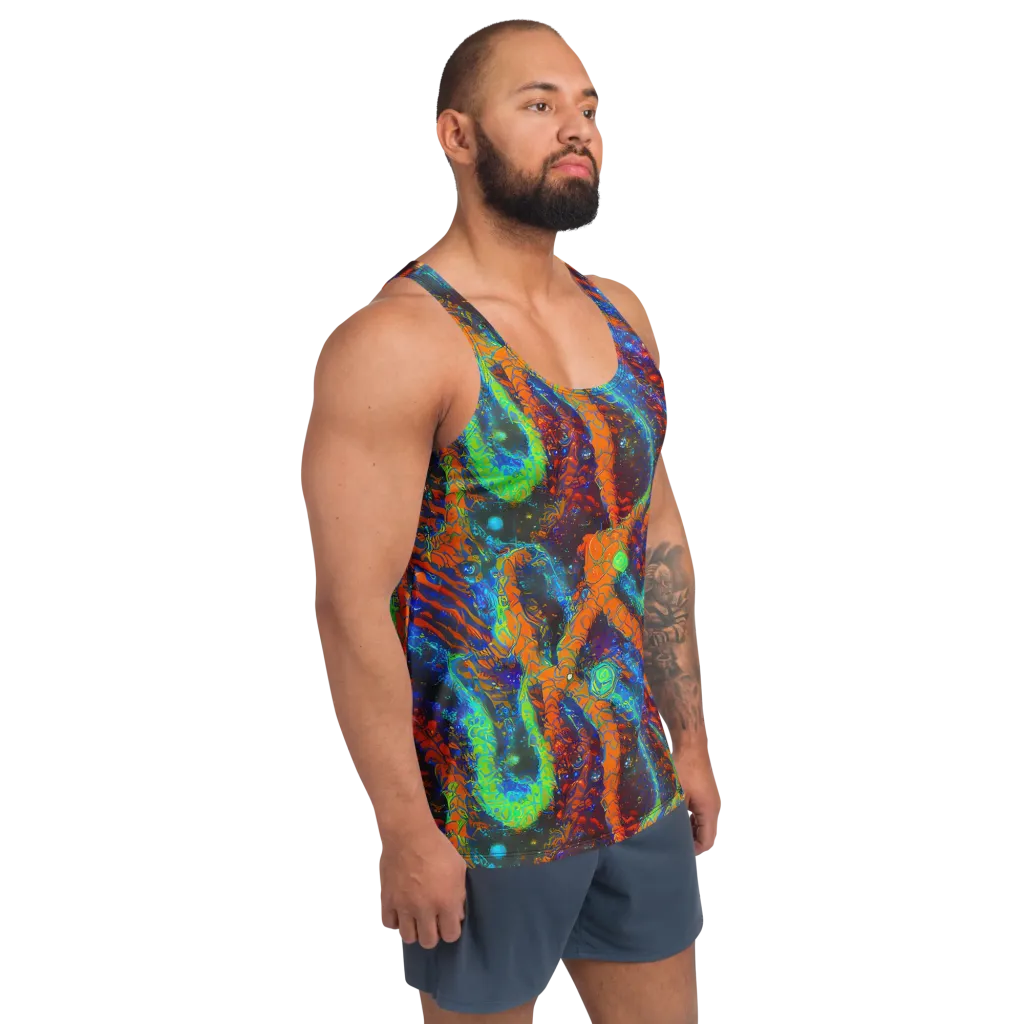 Flame Galaxy on Men's Tank Top — Right Front
